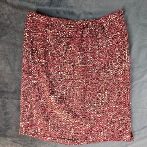 Talbots Red Multi Tweed Bouclé Wool Blend Pencil Skirt Plus Petite 14W